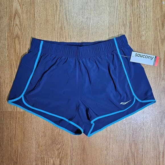 Saucony Outpace 3" Running Shorts Navy Blue Women's Size Large L Brief Lined New - Picture 11 of 12